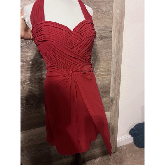 Tadashi pleated silk fitted Cocktail Dress 6 Red Party Prom Vintage - Picture 2 of 12